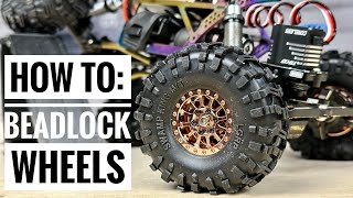 SCX24 Beginner Series HOW TO Assemble 10 Beadlock Wheels [upl. by Nasus990]