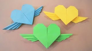 Hướng dẫn gấp hình trái tim có cánh  Origami Heart with wings  Nghệ thuật xếp giấy [upl. by Teresa]