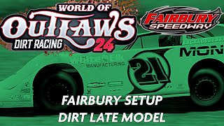 Fairbury custom setup for the dirt late models World Of Outlaws Dirt racing 24 [upl. by Fasta]