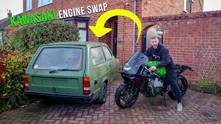 MOTORBIKE ENGINE SWAP INTO A 3 WHEELER RELIANT PT1 [upl. by Adnoryt78]