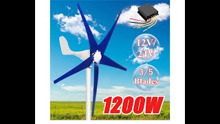 1200W Wind Turbine Generator kit POWER OUTPUT TEST 12V 3BladesBANGGOOD REVIEW [upl. by Irovi38]