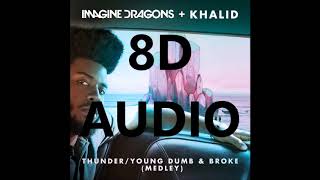 8D AUDIO Thunder  Young Dumb and Broke  Khalid amp Imagine Dragons [upl. by Esirec452]