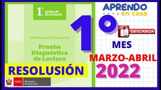 📕EVALUACIÓN DIAGNÓSTICA DE COMUNICACIÓNLECTURA 1° GRADO DE SECUNDARIA MESMARZO 2022 [upl. by Nniw]