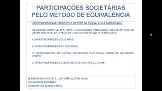 51PARTICIPAÇÕES SOCIETÁRIAS PELO MÉTODO DE EQUIVALÊNCIA PATRIMONIAL [upl. by Zil]