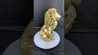 Golden Lion Statue Lifesize Animal Sculpture Polyresin Animal Figurines Table Decor [upl. by Ahsiyk522]