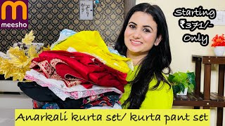 Festive Wear Meesho Kurta Set Haul Cotton Kurta Pant With Dupatta Floral Print Anarkali Kurti Haul [upl. by Shamus686]