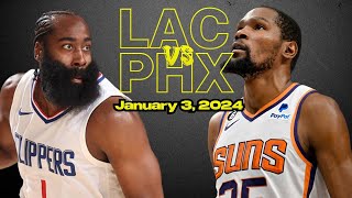 LA Clippers vs Phoenix Suns Best Game Highlights  January 3 2024  NBA [upl. by Nairrot]