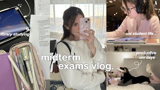 Midterm Exam Week Vlog 🎧 productive uni days library studying late nights amp premed life ｡ﾟ [upl. by Yecies345]