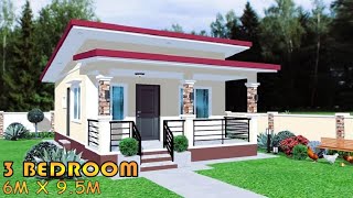 3 BEDROOM  SMALL HOUSE DESIGN IDEA  6X95M  57 SQM  SIMPLE HOUSE DESIGN [upl. by Kcirederf]