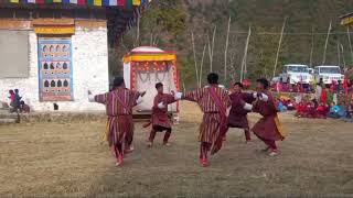 Bhutanese unique dance by shingkhar lauripa boys [upl. by Oramug869]