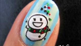 Konad Christmas Nail Art Tutorial Snowman amp Friends Winter Holiday Design Short Nails M12 [upl. by Hsepid]