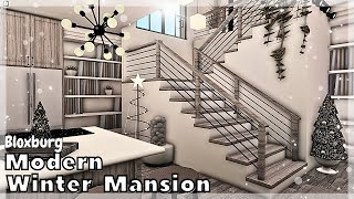 BLOXBURG Modern Winter Mansion Speedbuild interior  full tour Roblox House Build [upl. by Hachman136]