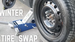 SNOW TIRES SWAP From Start to Finish [upl. by Nywled]