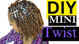 Detailed✨DIY How to Mini twistsFineShortThinhairTWA added hair Twist Springy Afro [upl. by Etireuqram]