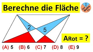 Berechne die rote Fläche  Mathe Rätsel Geometrie math maths  geometry [upl. by Yelrah]