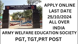 ARMY SCHOOL Army Welfare Education Society Recruitment 2024 – PGT TGT amp PRT Posts DIMASATHAIRELEE [upl. by Evie638]