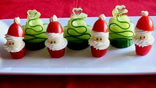 Tomato Santa and Cucumber Christmas Tree Recipe  Japanese Cooking 101 [upl. by Ssyla262]