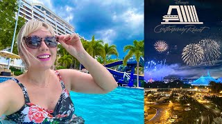 SURPRISE Stay at Disneys Contemporary Resort Theme Park View Room Pool Fireworks Dinner amp More [upl. by Parish689]