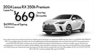 Lease the 2024 Lexus RX 350h Premium at Lexus of Riverside [upl. by Yeleak]