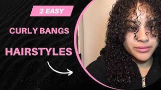 Quick amp Easy Curly bangs Hairstyles 🌸 [upl. by Aenotna]