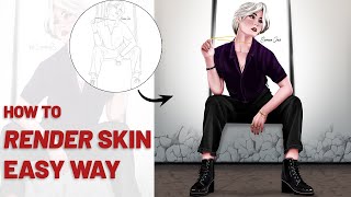 HOW TO RENDER SKIN IN EASY WAY  DIGITAL ART [upl. by Infeld]