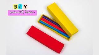 How to make paper pencil box  DIY pencil case making at home  Easy to make  School crafts [upl. by Paine]