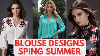 ☀️🌺 Sizzling Styles Blouse Design Ideas for Spring amp Summer Fashion Nice Blouses for Woman by AI [upl. by Norvell]