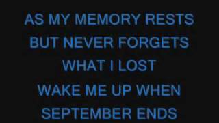 Green DayWake Me Up When September Ends lyrics [upl. by Trust]