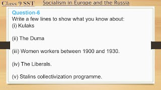 Write a few lines to show what you know aboutKulaksThe DumaWomens worker Ncert History Question 6 [upl. by Crisey]