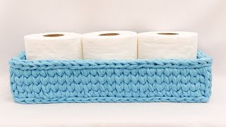 Español CESTA RECTANGULAR DE TRAPILLO CROCHET [upl. by Kwok]