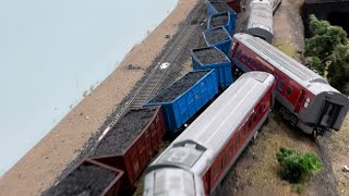 INDIAN TRAIN CRASH MASSIVE ACCIDENT  COLLISION BETWEEN LHB amp FREIGHT  INDIAN MODEL TRAIN HO SCALE [upl. by Ayhtnic]