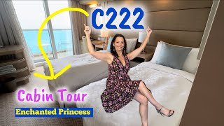 FULL CABIN TOUR  BALCONY CABIN  ENCHANTED PRINCESS C222 [upl. by Etnahs625]