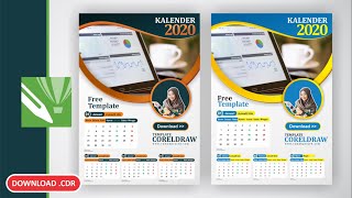 Free CDR Cara Membuat Desain Kalender Dengan CorelDraw x7 [upl. by Kinnie577]