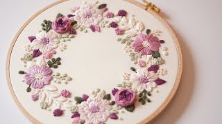 Purple wreathembroidery tutorial for beginners [upl. by Neerod]