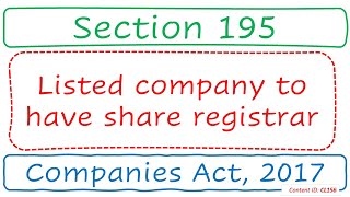 Section 195 Listed company to have share registrar  Companies Act 2017 CL156 [upl. by Ecire]