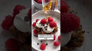 Raspberry Chocolate Chip Baked Oatmeal shorts healthyrecipes breakfastrecipe [upl. by Leonteen]