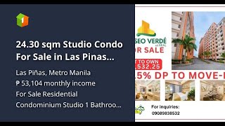 2430 sqm Studio Condo For Sale in Las Pinas Metro Manila [upl. by Aremahs]