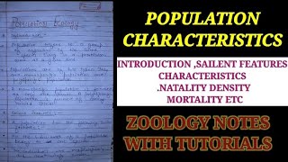 POPULATION ECOLOGY OR POPULATION CHARACTERISTICS populationcharacteristics density natality [upl. by Lederer]