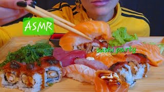 ASMR  SUSHI PLATE  SASHIMI  WAKAME SALAD  EATING SOUND  NO TALKING  MUKBANG [upl. by Hanahs]