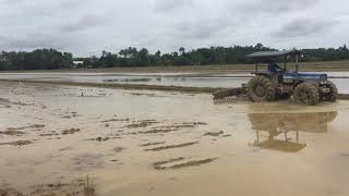 Landini 8860 tractor leveling rice field [upl. by Taggart]