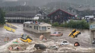 Worst Flood in NORWAY History Causes Dam Collapse  Flash floods  Flom i Hønefoss Nesbyen Norge [upl. by Lesde]