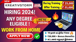 Kreativstorm Hiring 2024 🤯 Any Degree Eligible  Work From Home Jobs 2024  SVA [upl. by Alur]