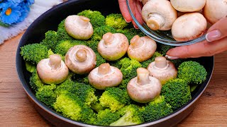 I cook this broccoli 3 times a week Recipe for broccoli and mushrooms in a frying pan Delicious [upl. by Balfore]