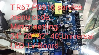 TR67PB816 service menu code Mirror setting Universal LED TV Board LED TV Board [upl. by Nikolaos]