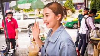 Ploysai LIVE Trailer Street Coffee Lady Bangkok  Thai Street Food [upl. by Ziul298]