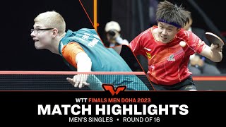 Felix Lebrun vs Wang Chuqin  MS R16  WTT Finals Men Doha 2023 [upl. by Kalmick]