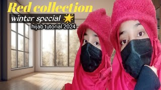 Red collection  winter special hijab tutorial  Ayesha Sadiq [upl. by Risser658]