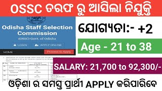 OSSC ରୁ ଆସିଲା Vacancy 2024  12th Pass Govt Job [upl. by Beaner978]