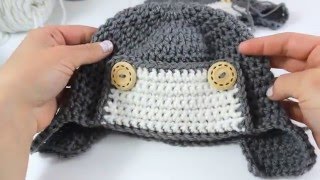 How to Crochet a Cute Toddler Aviator Hat  How to crochet a hat  Toddler earflap hat  Childs hat [upl. by Nirroc650]