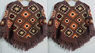 FACIL DE HACER PONCHOS Y GORRAS TEJIDAS A CROCHET PARA DAMAS [upl. by Ennahteb]